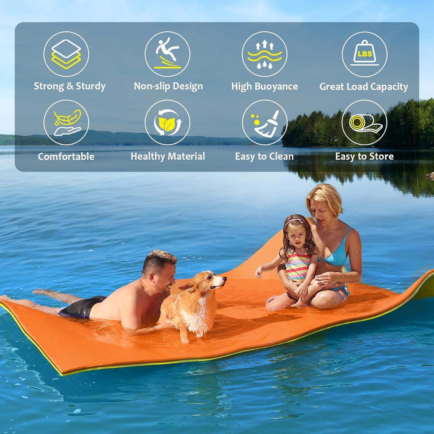 Floating Mat - 12 x 5 Ft Floating Water Mat for Lake