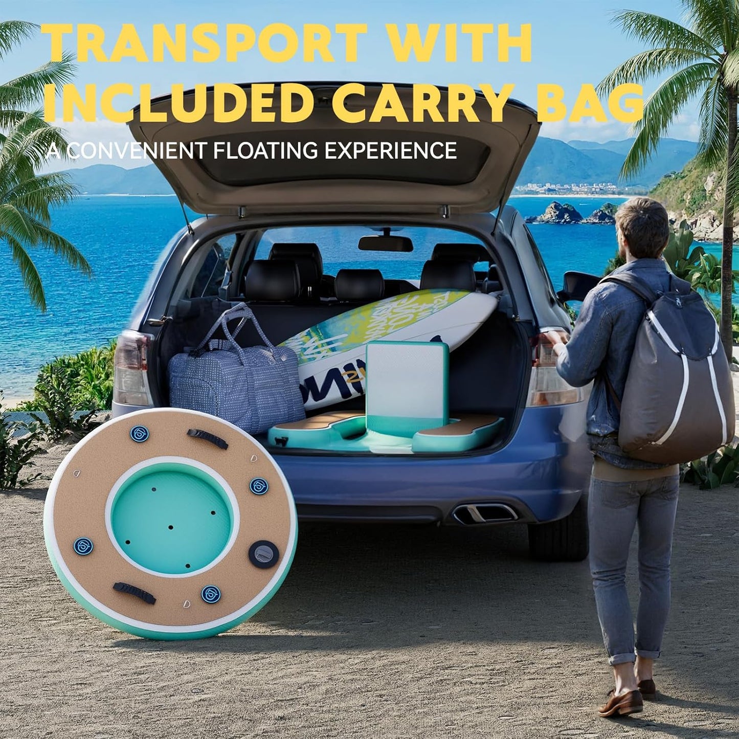 Round Inflatable Floating Dock, Sunchill Float Ring