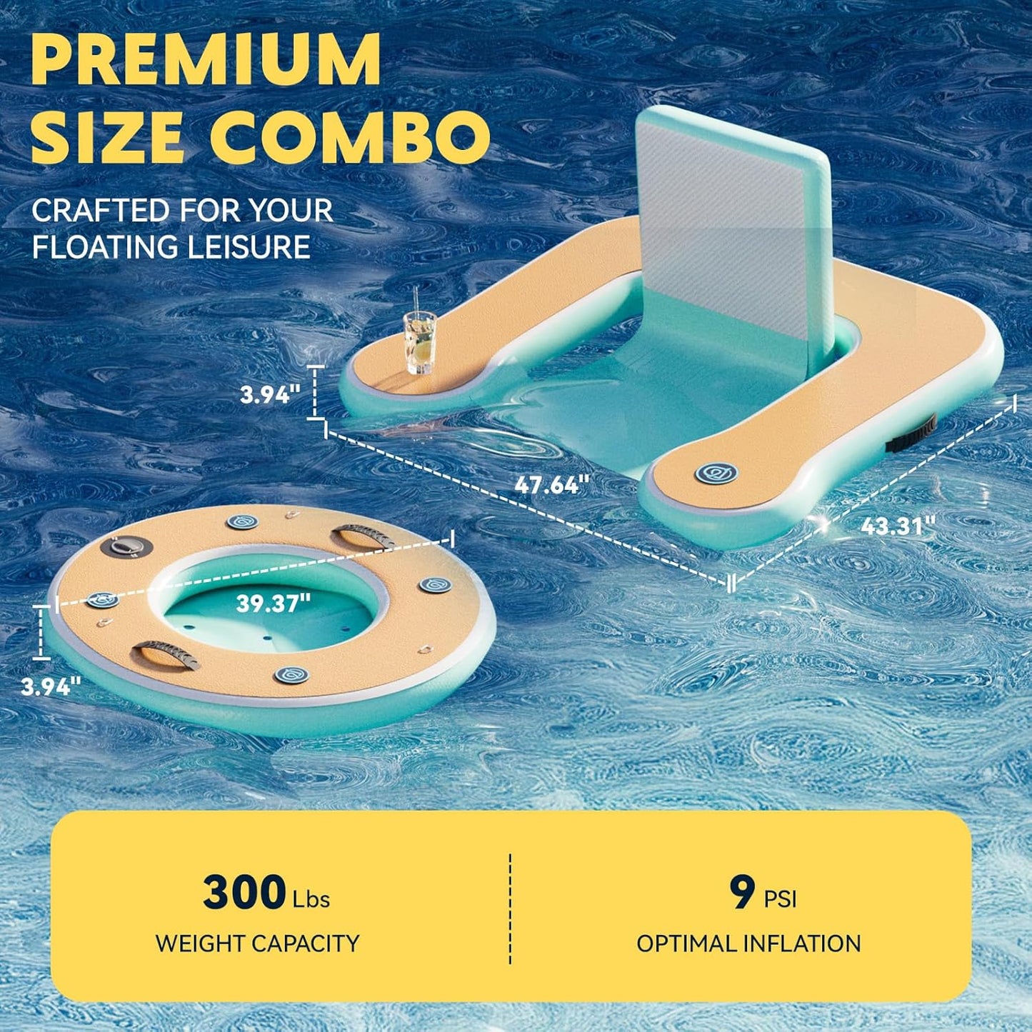 Round Inflatable Floating Dock, Sunchill Float Ring