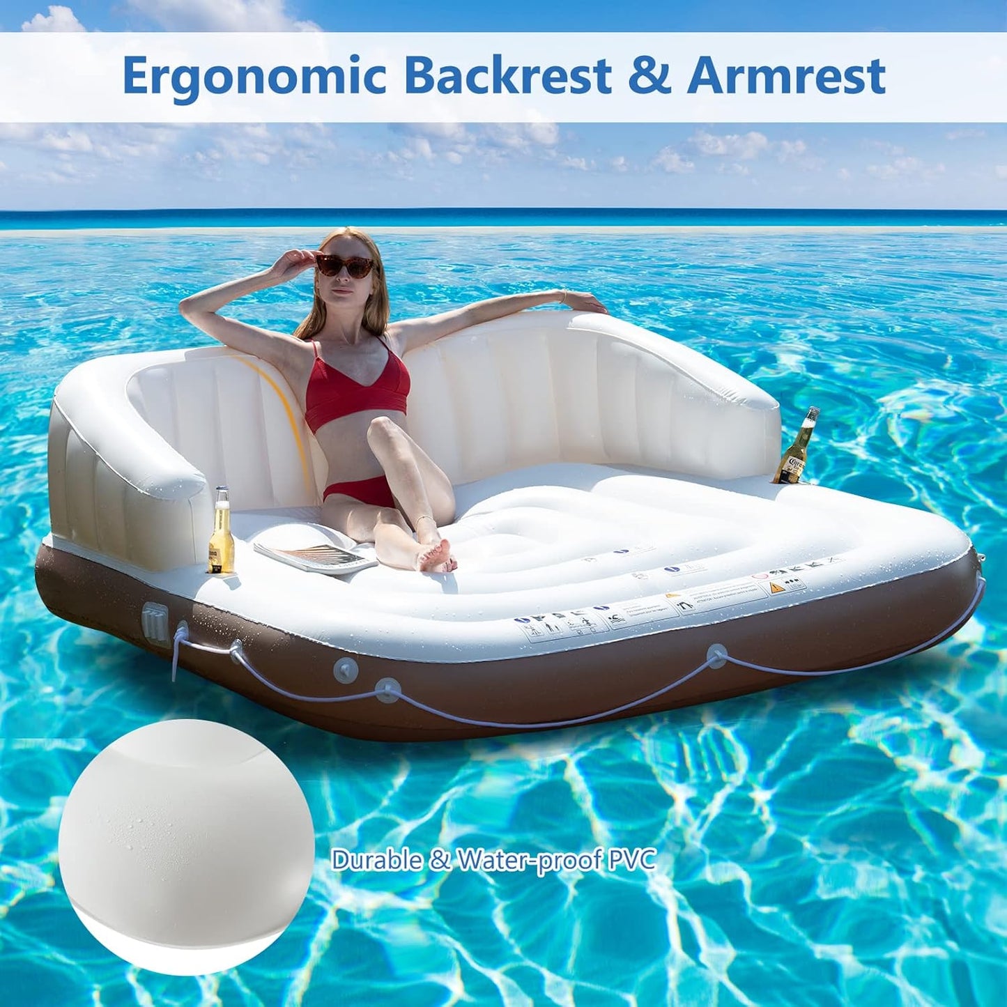 Pool Lounger Floats 2 Adult Retractable Sunshade