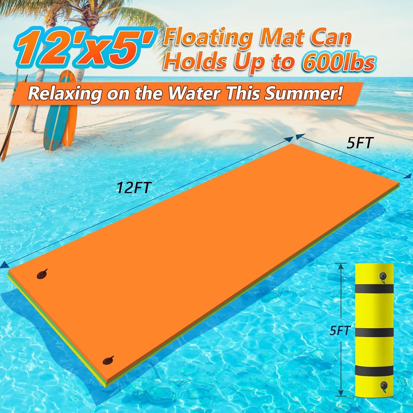 Floating Mat - 12 x 5 Ft Floating Water Mat for Lake