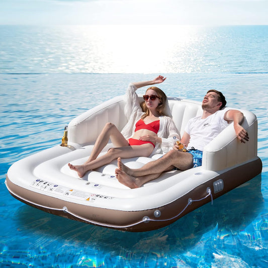 Pool Lounger Floats 2 Adult Retractable Sunshade